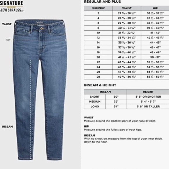 Levis Strauss Signature size 16S 33/30 New with Tags medium wash bootcut midrise - Picture 7 of 7